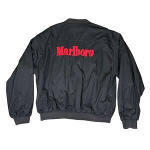 Vintage Marlboro Reversible Bomber Jacket Men's XL Zip-up Black Red Spellout